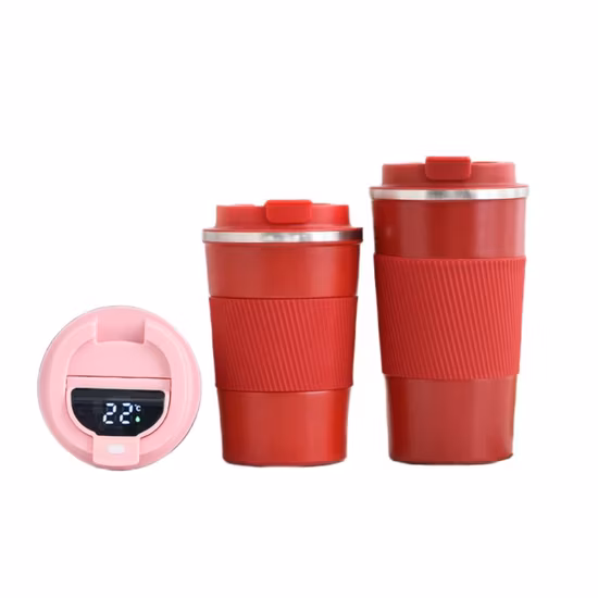 Splendida tazza da caffè da viaggio con logo da 510 ml con custodia in silicone a doppia parete in acciaio inossidabile isolato sotto vuoto
