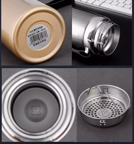 600ml 800ml 1000ml Thermos in acciaio inossidabile sottovuoto diretto in fabbrica Fionda creativa Tazza d'acqua portatile Regali aziendali Boccetta d'acqua gratuita