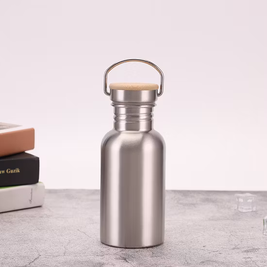 Bottiglia d'acqua sportiva in acciaio inossidabile a parete singola con logo personalizzato all'ingrosso in diverse dimensioni